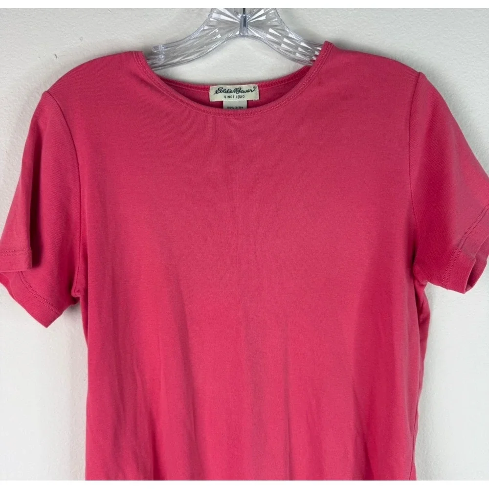 Eddie Bauer T-Shirt Womens Medium Pink Short Sleeve Crew Neck 100% Cotton Tee - Picture 2 of 4